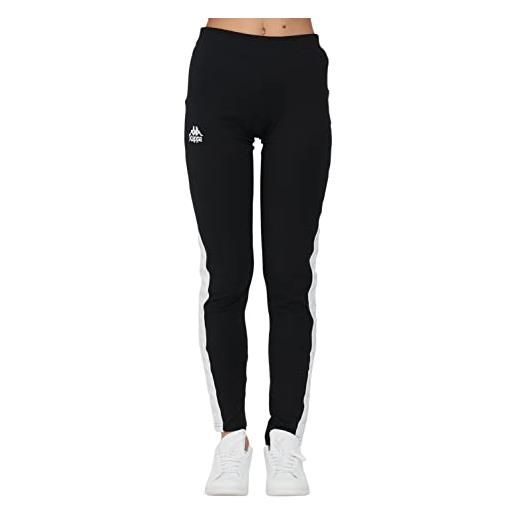 Kappa 222 banda anen leggings slim strech spotswear pantaloni girl donna 303wgj0 taglia s colore principale black-white-grey lt