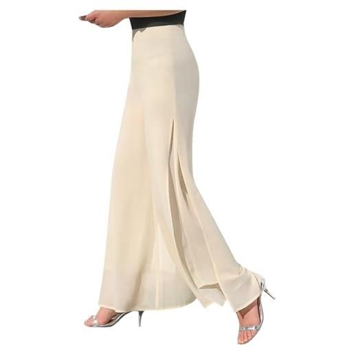 Generico pantaloni donna estivi in chiffon, pantalone donna leggeri larghi pantalaccio business vita alta pantapalazzo a gamba dritta tinta unita trousers eleganti pants palazzo pantaloni
