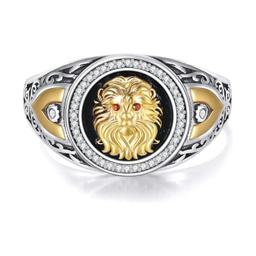 Anello Re Leone Misura 7-14 Anello Uomo Testa Di Leone In Acciaio Inossidabile, Colore Argento O Nero, Misure 7-14, Nuovo Anello Rasta Leone - Foto 2
