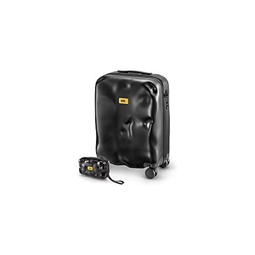 CRASH BAGGAGE - icon cabin e mini icon, combo di trolley da viaggio e borsetta con guscio rigido, colore black