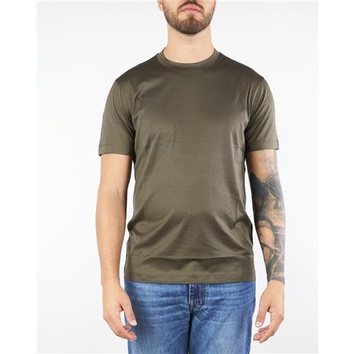 EMPORIO ARMANI t-shirt verde basic in misto lyocell e cotone