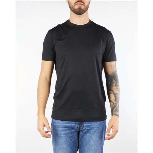 EMPORIO ARMANI t-shirt nero basic in misto lyocell e cotone