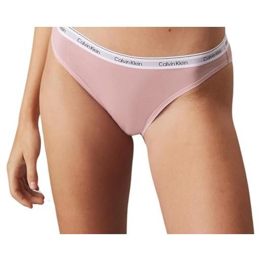 Calvin Klein slip taglio bikini donna confezione da 3 cotone elasticizzato, multicolore (syrah/subdued/prairie peach), s