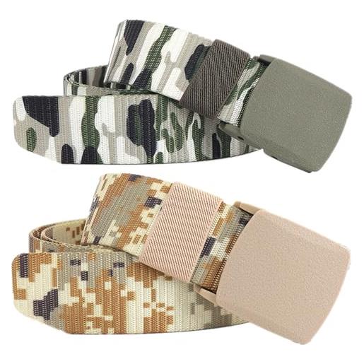 YunYunStrap cinture per uomo donna cintura tattica da lavoro in nylon mimetico con fibbia in plastica taglie forti fino a 180 cm, 2 pezzi