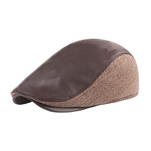 Lifup uomo berretto baschi scozzesi cappello piatto con paraorecchie marrone 2 x-large