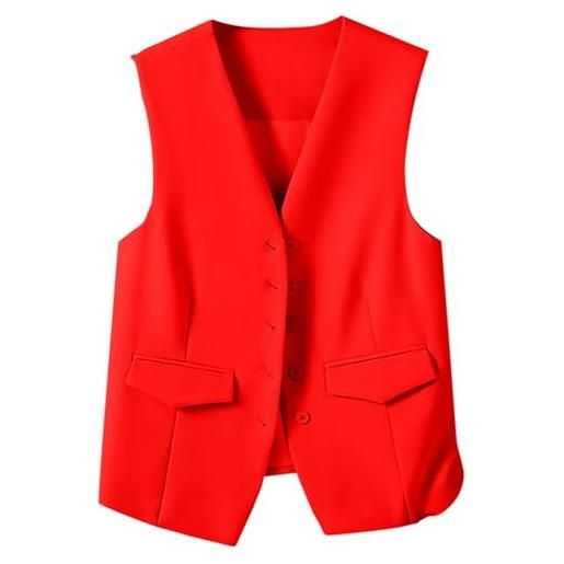 Generic gilet da donna - gilet senza maniche da donna gilet con bottoni senza maniche gilet gilet gilet da donna giacche e blazer con scollo a v gilet monopetto senza maniche blazer giacche, rosso, xl