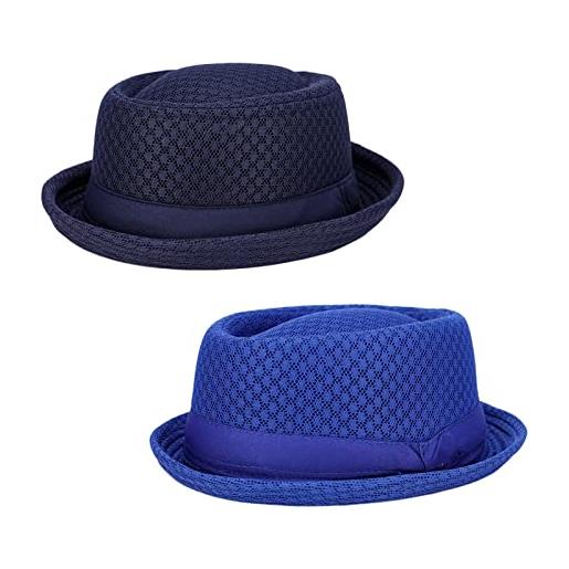 ZMNKH 2 pezzi uomo cappello fedora estate cappello da spiaggia cappello da sole cappello trilby cappello panama cappello da sole cappello pork pie
