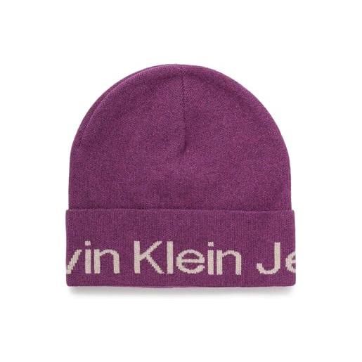 Calvin Klein logo beanie amaranto, amaranto, taglia unica