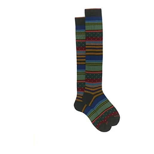 Gallo calze lunghe e pois verde foresta righe