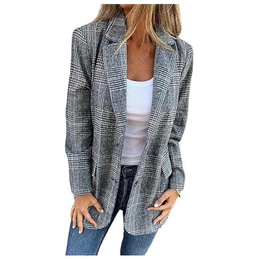 FM2018XSL donna giacche tweed blazers business casual maniche lunghe doppie giacche a petto aperto davanti abiti di lavoro s-5xl