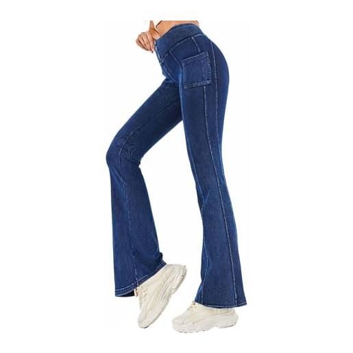 tinetill jeans da donna jeggings y2k pantaloni svasati a gamba larga jeans a vita alta pantaloni da jogging pantaloni elasticizzati per il tempo libero jeans skinny harem pantaloni jazz fitness con tasche