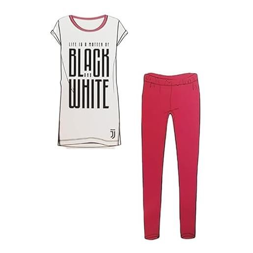 JUVENTUS pigiama donna maxiblusa+leggings 100% cotone prodotto ufficiale (it, testo, l, regular, regular, rosa)