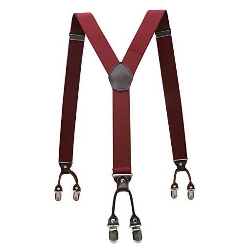 MXBAOHENG tik. Tako pelle 3,5 centimetri bretelle uomini brown bretelle regolabili 6 clip bretelle 11