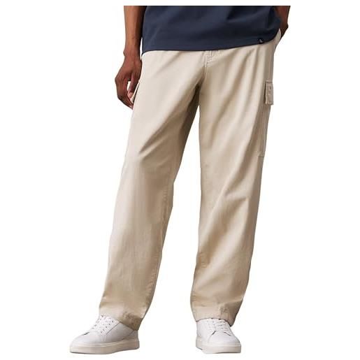 Calvin Klein uomo pantaloni cargo regular fit straight lunghi, beige (pelican), 36w/36l