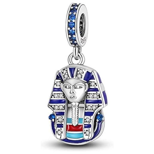 Generic m&s - ciondolo a forma di faraone egiziano, in argento sterling 925, compatibile con braccialetti pandora e europei