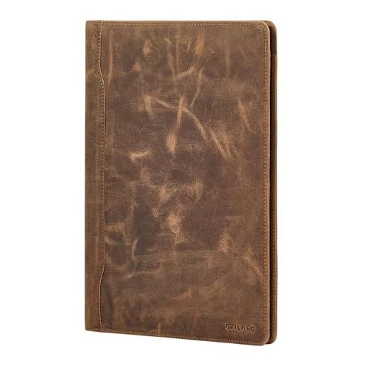 STILORD 'kaden' cartella portadocumenti a4 in pelle carpetta porta documenti vera pelle grande borsa da conferenza per lavoro meeting ufficio con portapenne e porta carte, colore: seppia - marrone puro