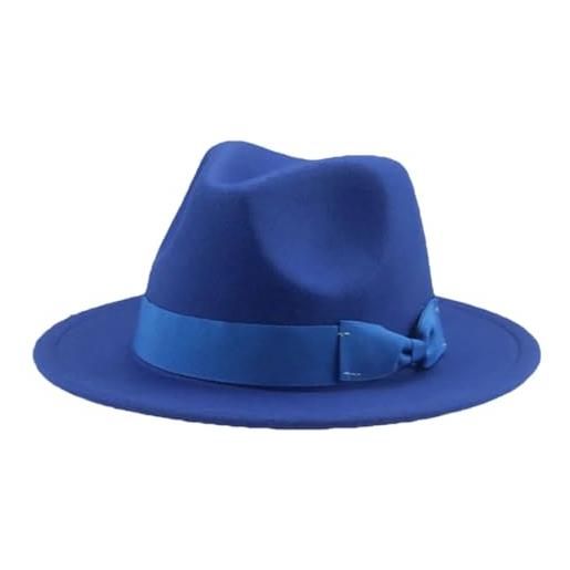 Generic cappello da donna casual da uomo, tinta unita, a tesa larga, cappello fedora formale sombreros, blu, 6 7/8 / 7 1/8
