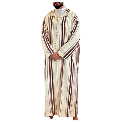 Abiti musulmani Uomo Islamico Maxi Abito -Kaftano Abaya Uomini Abbigliamento Musulmano Manica Lunga Lunga Jalabiya, Uomo Abiti Musulmani, Abbigliamento Preghiera Per Uomini, Nero , L