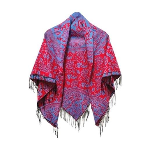 WLLDDDIU foulard donna, sciarpe invernali con ricamo etnico nappa scialle caldo morbido coperta spessa bordeaux sciarpa in cashmere sciarpa invernale lunga e grande alla moda sciarpe con stola per d