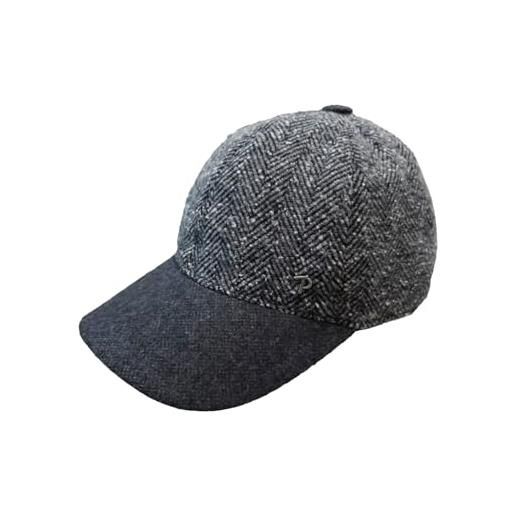 Panizza cappello uomo invernale baseball bob grigio spigato in lana visiera berretto (57)