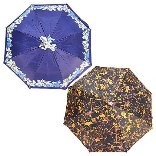 Generic indian collectible um-208 - ombrello da ufficio stampato a 2 pieghe, di grandi dimensioni, per donne e uomini, protezione uv, per ragazze (multicolore), set di 2 (um-208)
