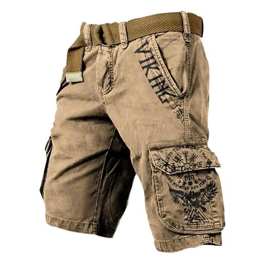 Generic pantaloncini uomo mitologia norrena stampa 3d costume pirata vichingo tatuaggio pantaloni viaggio escursionismo cargo estate mare(viking tattoo -dk-11,5xl)