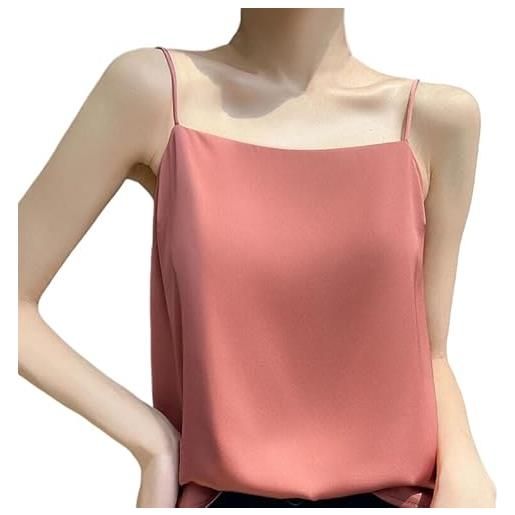 ORDOBO canotte in raso da donna - camicia che fondo da donna sottile senza maniche moda gilet stile coreano s-3xl abiti da festa sexy morbido casual semplice tinta unita, arancio, m
