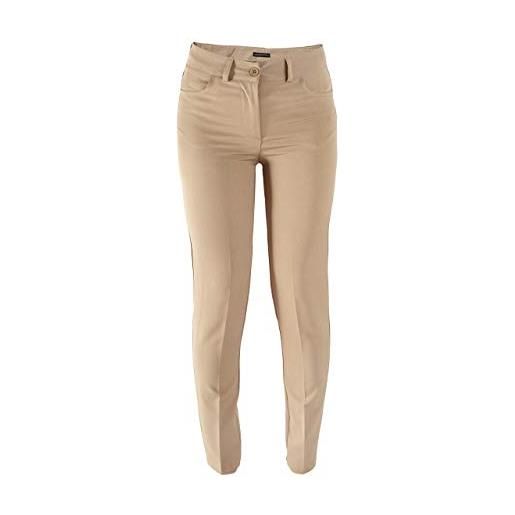 CODICE DONNA pantalone donna casual 7/8 gamba stretta slim fit con tasche made in italy 0948 beige 44