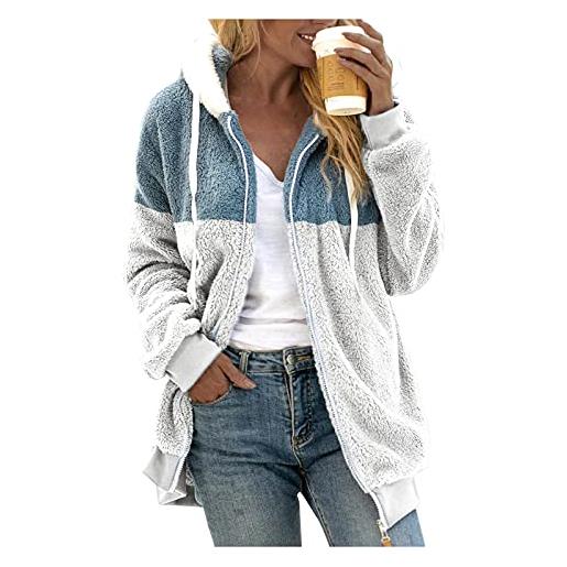 GRACE KARIN Cappotto invernale da donna 2024 autunno casual con risvolto a tacca monopetto con cintura midi peacoat con tasche, Blu scuro, XXL