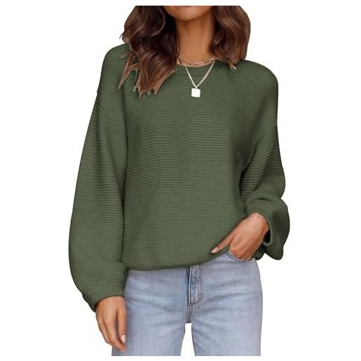Zeagoo - maglione da donna con maniche a pipistrello, maglione lavorato a maglia, scollo tondo, pullover in maglia, comodo, per autunno e inverno, s-xxl, beige. , xxl