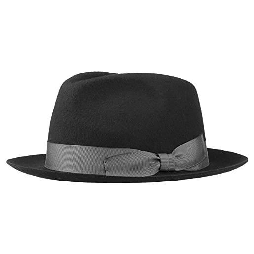 LIPODO morten cappello di feltro unisex made in italy monocromo fascia lana autunno/inverno fedora fiocco asimmetrico