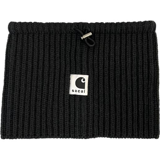 sacai x carhartt wip scaldacollo a coste con logo - nero