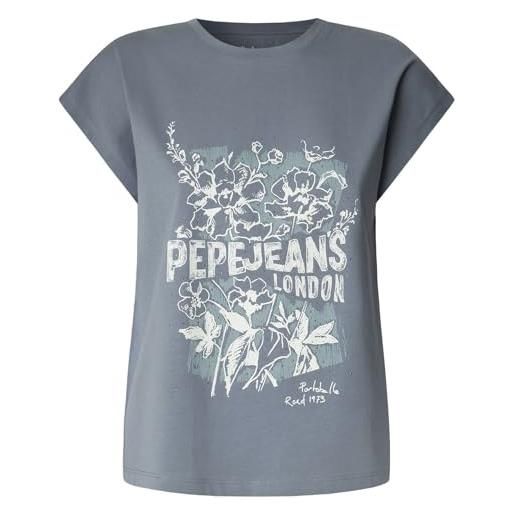 Pepe Jeans bernice t-shirt da donna, blu (drill blue), xs, blu (drill blue), xs