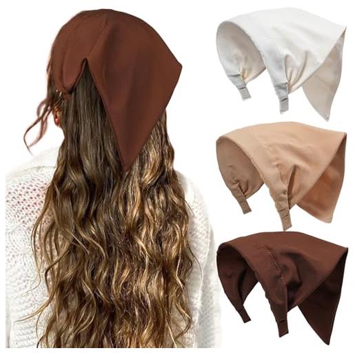 HAIMEIKANG fasce per capelli floreali da donna, stile bohémien, bandane da donna, triangolare, tinta unita, stile vintage (beige, caffè, marrone)