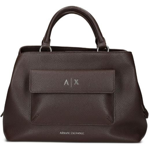 Armani Exchange borsa tote con tasca - marrone
