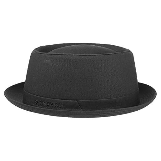 Stetson athens porkpie in cotone - cappello donna/uomo made in italy - estate/inverno - imbottito - nero 60 cm