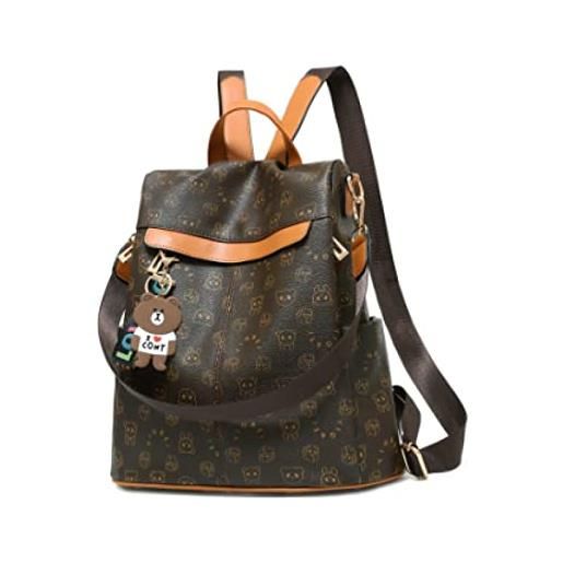 QQYG borsa da scuola di moda studentessa in pelle morbida da donna in cartone animato zaino borsa a tracolla zaino in pelle pu, zaino giallo, zaino