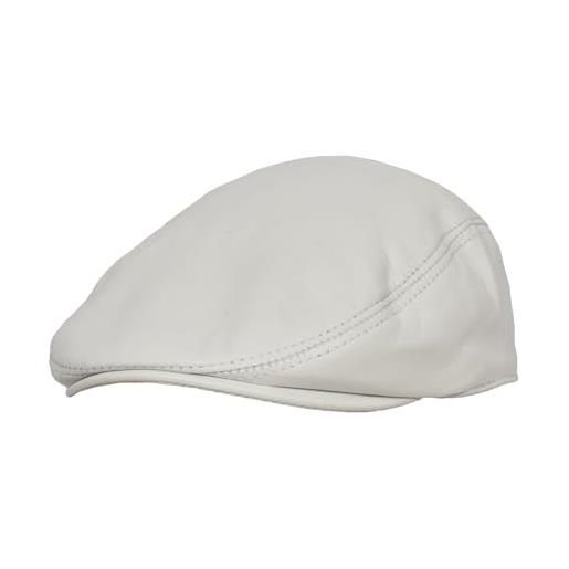 Divergent Retail gatsby golf soft sheep leather classic flat cap real suede newsboy cap, bianco, l