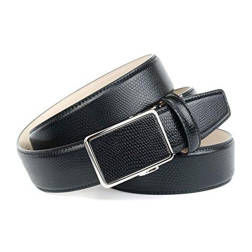 Cintura Uomo Senza Fori - Cinturino Di Ricambio In Pelle PU, Nero, Larghezza 3.5 Cm, Tagliabile - 2