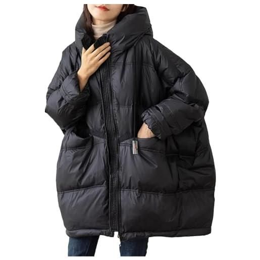 Suncadmious parka caldo invernale casual da donna con coulisse cappuccio giacca in piumino con cerniera antivento con cappuccio giacca in piumino lunga (rosa, l)