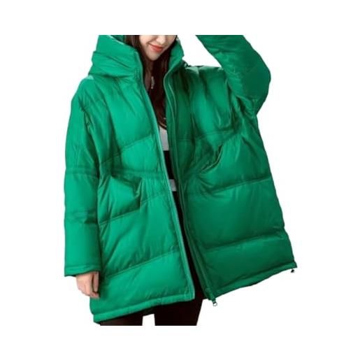 Suncadmious parka caldo invernale casual da donna con coulisse cappuccio giacca in piumino con cerniera antivento con cappuccio giacca in piumino lunga (rosa, l)