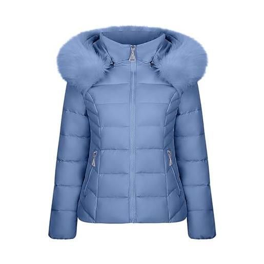 Kobilee giubbino donna, resistente al vento calda con zip cappotto con tasche a maniche lunghe ripiegabile giubbino invernali elegante giacca imbottito piumino leggero xxl