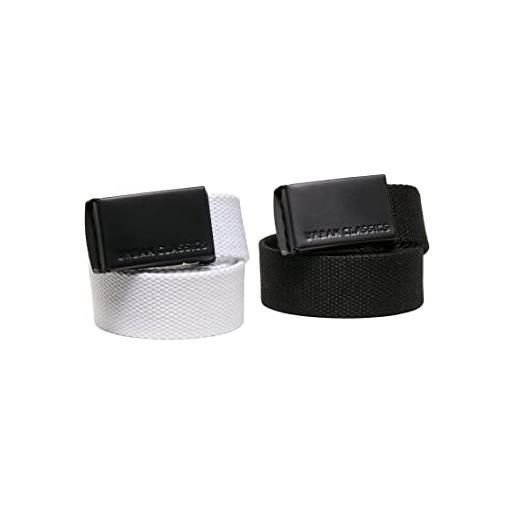 Urban Classics canvas belt kids 2-pack, cintura unisex adulto, nero e bianco. , taglia unica