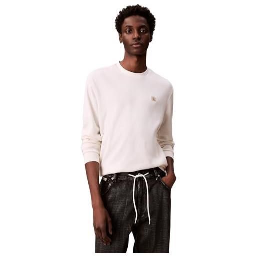 Calvin Klein uomo maglietta maniche corte waffle badge tee con scollo rotondo, nero (black), xl