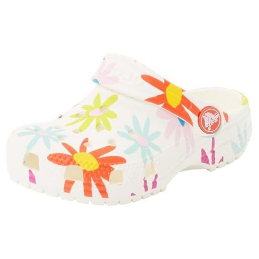 Crocs classic crafted daisy clog t, zoccoli unisex - bambini e ragazzi, gesso, 24/25 eu