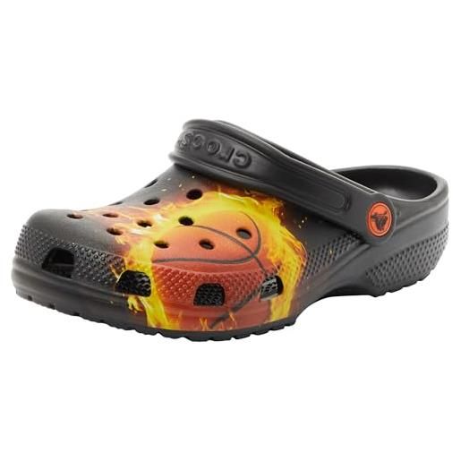 Crocs classic flaming bball clog k, zoccoli unisex - bambini e ragazzi, nero, 33/34 eu