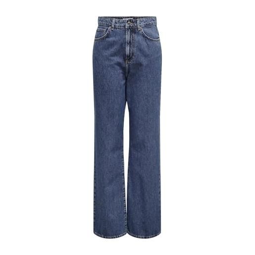 ONLY jeans a vita alta con taglio dritto, media blu denim, 30w x 34l