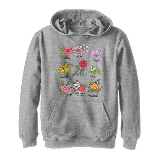 Disney kids princess flowers youth pullover con cappuccio, athletic heather, large, erica atletica. , l