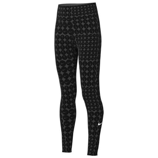 Nike leggings a vita alta dri-fit one - ragazza, black/white, hf8228-010, xs