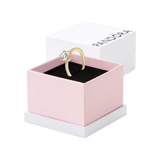 PANDORA passions anello con corona brillante placcato in oro 14k con zirconi cubici trasparenti, 52